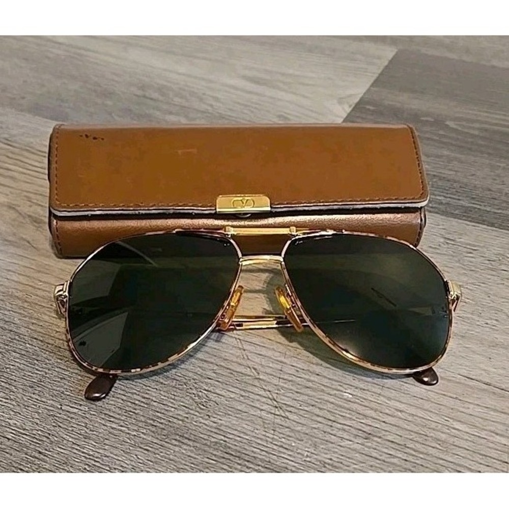 Valentino V632 Sunglasses 962 140 Gold Tone 58-14mm Vintage‎ Made Italy W/ Case